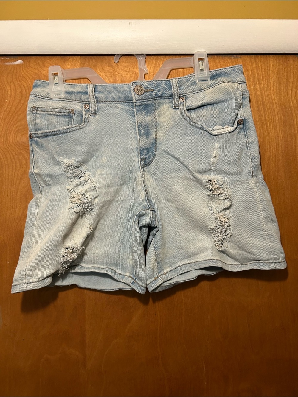 Maurices Light Wash Distressed Jean Shorts